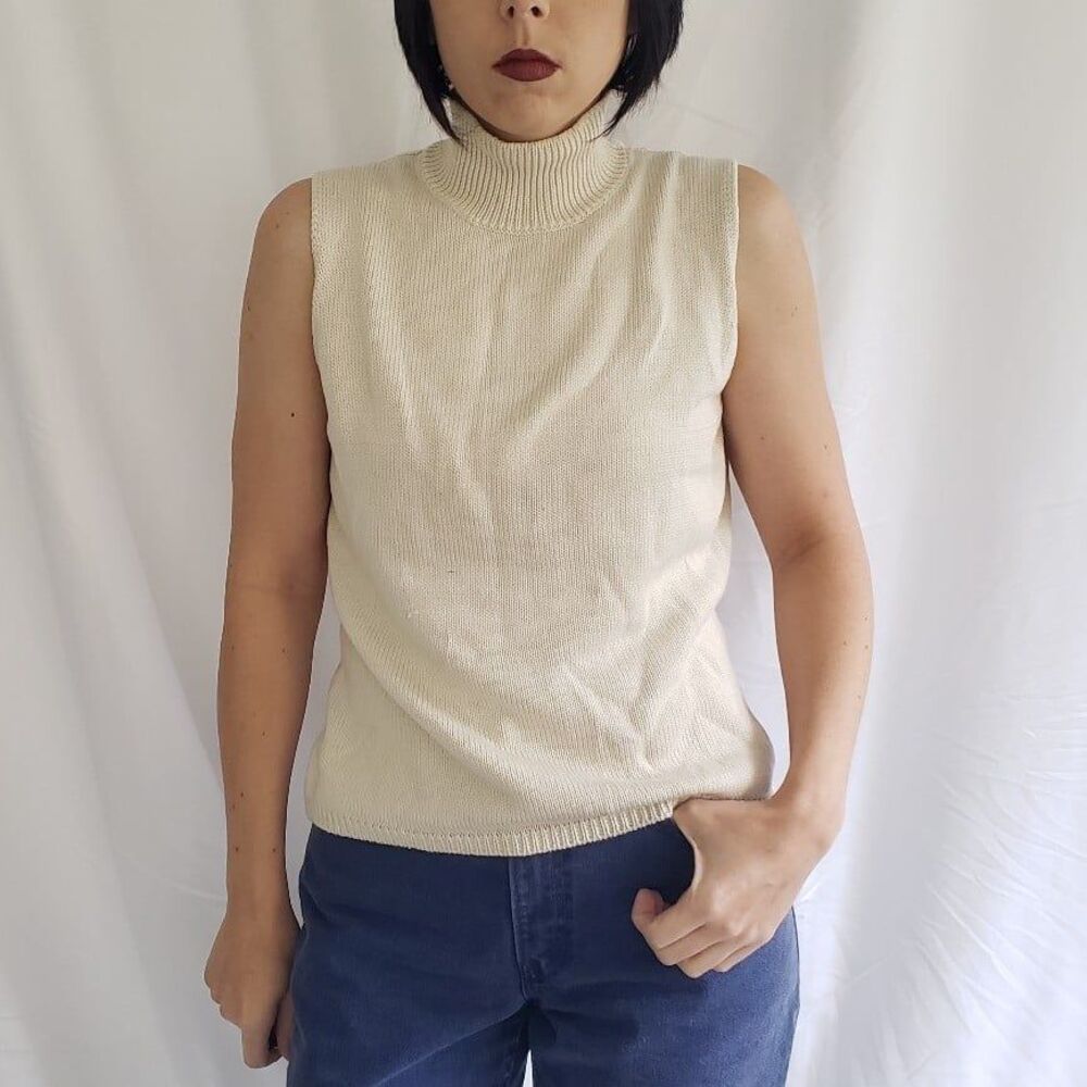 90s Silk Knit Sleeveless Turtleneck